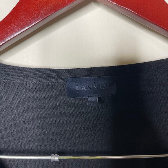 Lanvin navy blue ultra lightweight wool V neck button front cardigan sz S - Picture 3 of 9